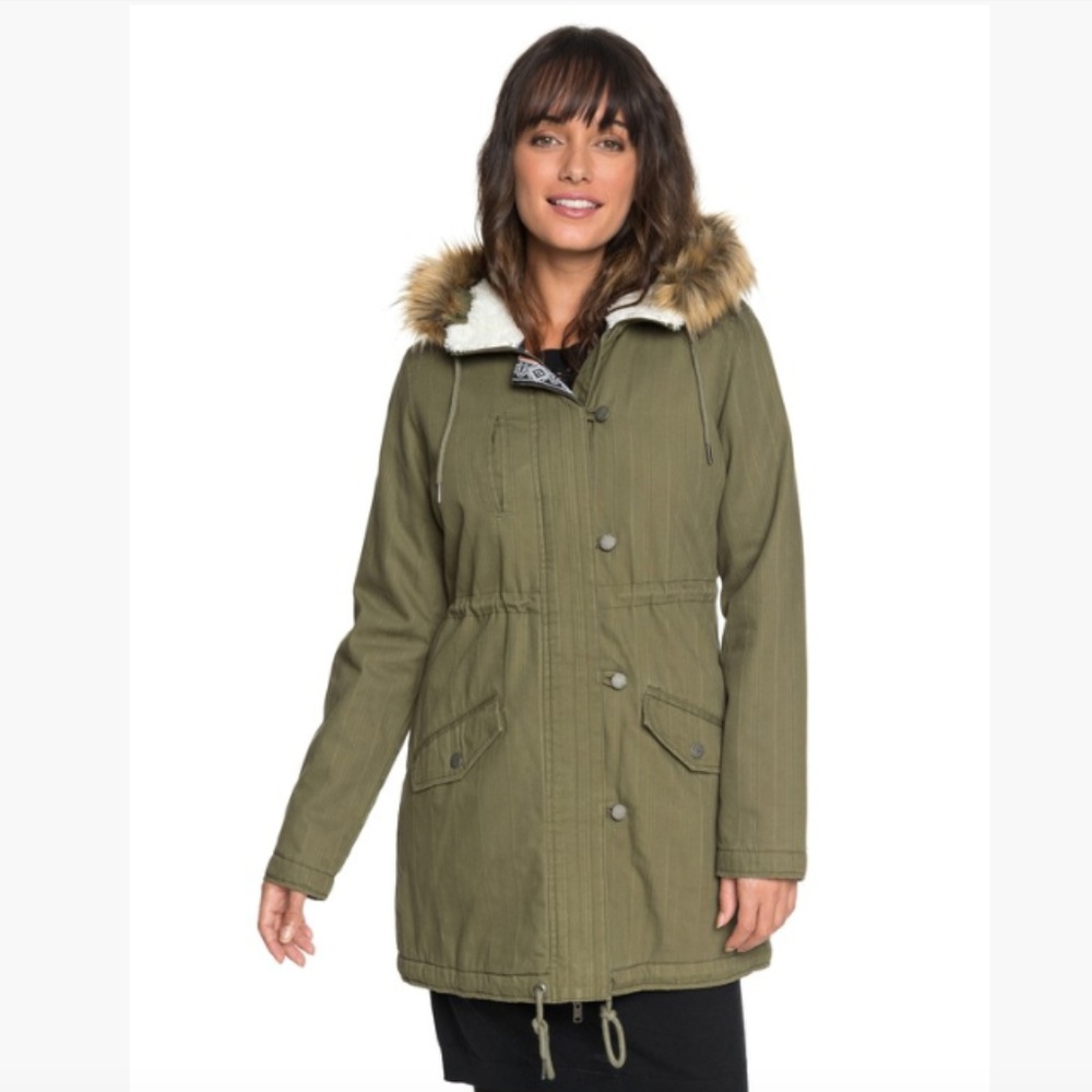 NWT Roxy Hooded Parka in Olive